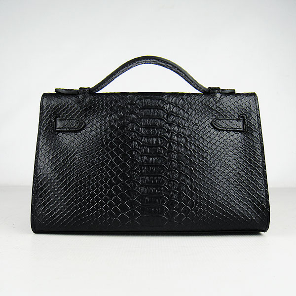 AAA Hermes Kelly 22 CM Snake Veins Handbag Black H008 On Sale - Click Image to Close